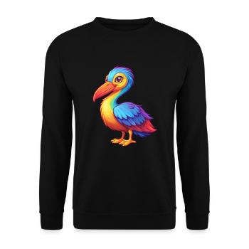 Storch Bunte Kawaii Cartoon Figur Clipart - Unisex Pullover - Schwarz - Vorne - Alina (178cm) & Michal (187cm)