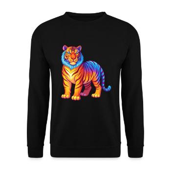 Tiger Colorful Kawaii Cartoon Character Clipart - Unisex Sweatshirt - black - Front - Alina (178cm) & Michal (187cm)