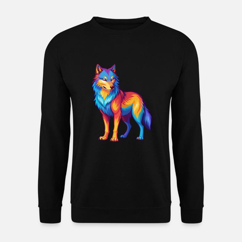 Wolf Bunte Kawaii Cartoon Figur Clipart - Unisex Pullover - Schwarz