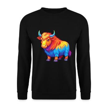 Yak Colorful Kawaii Cartoon Character Clipart - Unisex Sweatshirt - black - Front - Alina (178cm) & Michal (187cm)