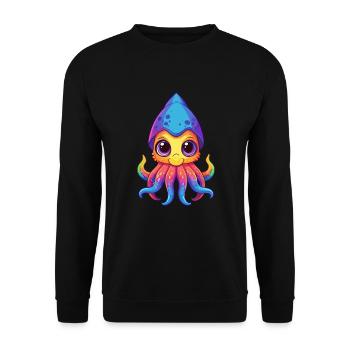Squid Colorful Kawaii Cartoon Character Clipart - Unisex Sweatshirt - black - Front - Alina (178cm) & Michal (187cm)