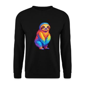 Faultier Bunte Kawaii Cartoon Figur Clipart - Unisex Pullover - Schwarz - Vorne - Alina (178cm) & Michal (187cm)