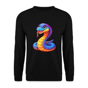 serpent coloré kawaii dessin animé personnage clipart - Sweat-shirt Unisexe - noir - Devant - Alina (178cm) & Michal (187cm)