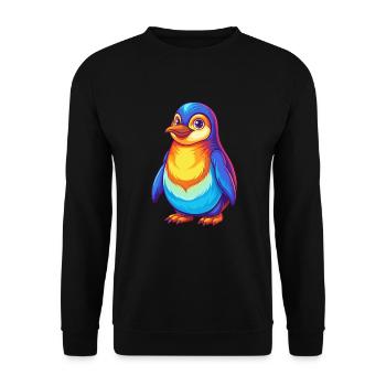 Pinguin Bunte Kawaii Cartoon Figur Clipart - Unisex Pullover - Schwarz - Vorne - Alina (178cm) & Michal (187cm)