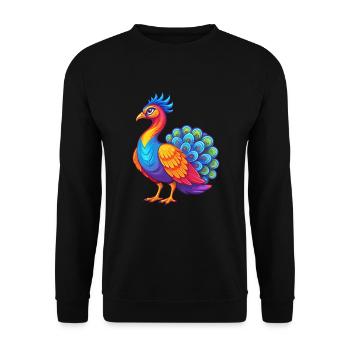 Peacock Colorful Kawaii Cartoon Character Clipart - Unisex Sweatshirt - black - Front - Alina (178cm) & Michal (187cm)