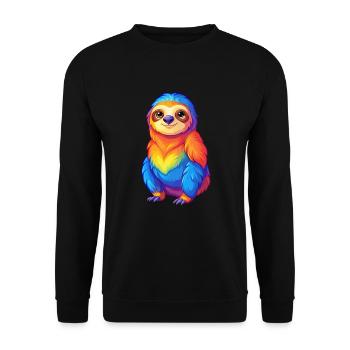 Faultier Bunte Kawaii Cartoon Charakter Clipart - Unisex Pullover - Schwarz - Vorne - Alina (178cm) & Michal (187cm)