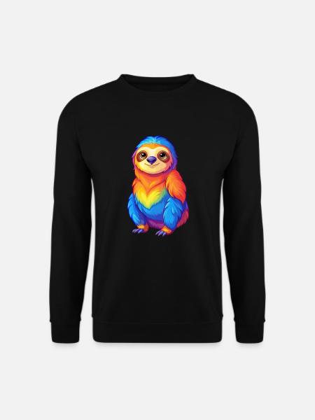 paresseux coloré kawaii dessin animé personnage clipart - Sweat-shirt Unisexe - noir