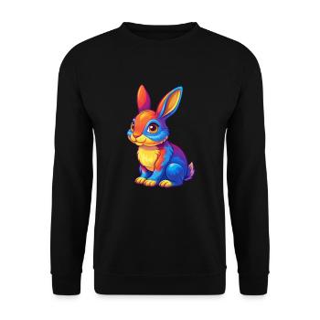 Rabbit Colorful Kawaii Cartoon Character Clipart - Unisex Sweatshirt - black - Front - Alina (178cm) & Michal (187cm)