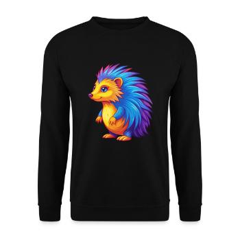 Porcupine Colorful Kawaii Cartoon Character Animal - Unisex Sweatshirt - black - Front - Alina (178cm) & Michal (187cm)