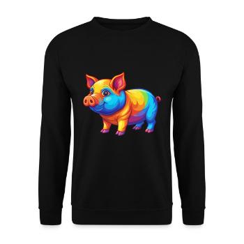 Schwein Bunte Kawaii Cartoon Figur Clipart - Unisex Pullover - Schwarz - Vorne - Alina (178cm) & Michal (187cm)