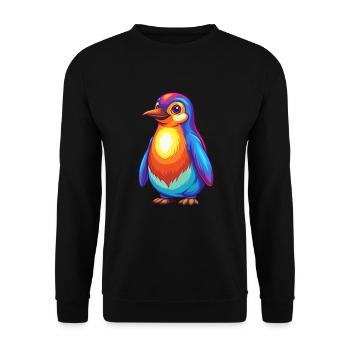 Pinguin Bunte Kawaii Cartoon Figur Clipart - Unisex Pullover - Schwarz - Vorne - Alina (178cm) & Michal (187cm)