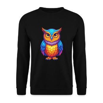 Owl Colorful Kawaii Cartoon Character Clipart - Unisex Sweatshirt - black - Front - Alina (178cm) & Michal (187cm)