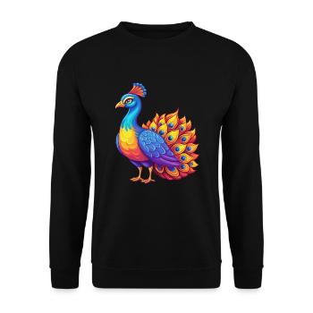 Peacock Colorful Kawaii Cartoon Character Clipart - Unisex Sweatshirt - black - Front - Alina (178cm) & Michal (187cm)