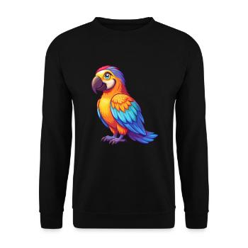 Papagei Bunte Kawaii Cartoon Charakter Clipart - Unisex Pullover - Schwarz - Vorne - Alina (178cm) & Michal (187cm)