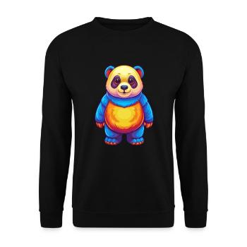 Panda Bunte Kawaii Cartoon Figur Clipart - Unisex Pullover - Schwarz - Vorne - Alina (178cm) & Michal (187cm)
