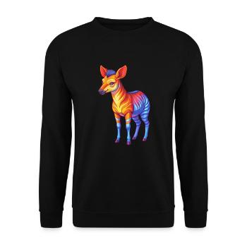 Okapi coloré Kawaii dessin animé Personnage Clipart - Sweat-shirt Unisexe - noir - Devant - Alina (178cm) & Michal (187cm)