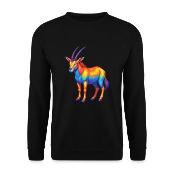Oryx Bunte Kawaii Cartoon Charakter Clipart - Unisex Pullover - Schwarz - Vorne - Alina (178cm) & Michal (187cm)