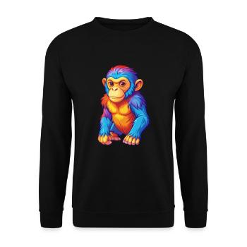 Monkey Colorful Kawaii Cartoon Character Clipart - Unisex Sweatshirt - black - Front - Alina (178cm) & Michal (187cm)