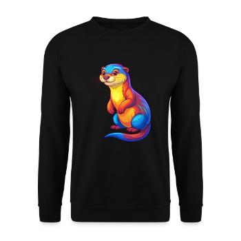 loutre coloré kawaii dessin animé personnage clipart - Sweat-shirt Unisexe - noir - Devant - Alina (178cm) & Michal (187cm)