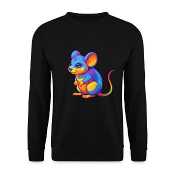 Maus Bunte Kawaii Cartoon Charakter Clipart - Unisex Pullover - Schwarz - Vorne - Alina (178cm) & Michal (187cm)