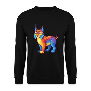 Lynx Colorful Kawaii Cartoon Character Clipart - Unisex Sweatshirt - black - Front - Alina (178cm) & Michal (187cm)