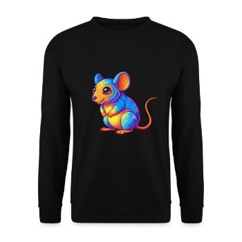 Maus Bunte Kawaii Cartoon Charakter Clipart - Unisex Pullover - Schwarz - Vorne - Alina (178cm) & Michal (187cm)