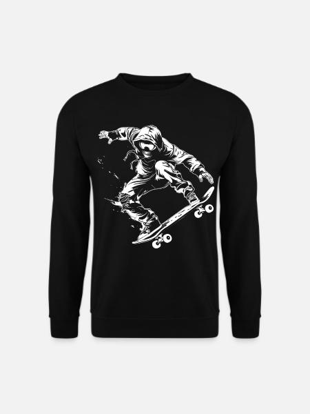 Skateboarder Cartoon Look - Unisex Sweatshirt - black