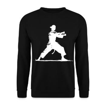 Karate Mädchen Skizze - Unisex Pullover - Schwarz - Vorne - Alina (178cm) & Michal (187cm)