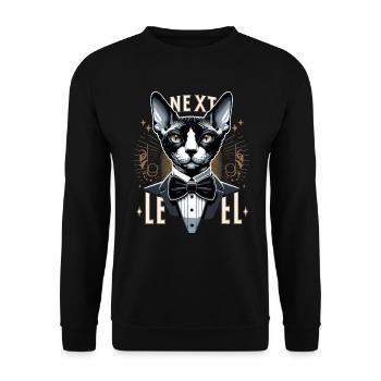 Cornish Rex Suit Next Level Cat Gift - Unisex Sweatshirt - black - Front - Alina (178cm) & Michal (187cm)