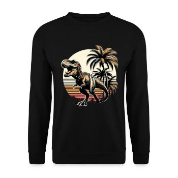 Roaring T-Rex Dinosaur Gift - Unisex Sweatshirt - black - Front - Alina (178cm) & Michal (187cm)