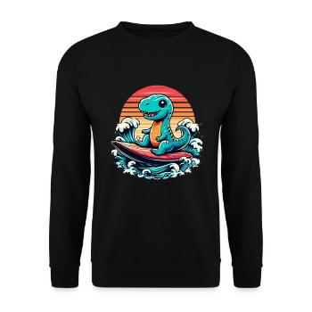 Mignon T-Rex Surfer Surfer Surfer Surfer Cadeau de surf - Sweat-shirt Unisexe - noir - Devant - Alina (178cm) & Michal (187cm)