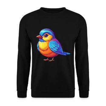 Chickadee Bunte Kawaii Cartoon Figur Vogel - Unisex Pullover - Schwarz - Vorne - Alina (178cm) & Michal (187cm)