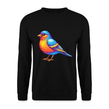 Buchfink Bunte Kawaii Cartoon Figur Vogel - Unisex Pullover - Schwarz - Vorne - Alina (178cm) & Michal (187cm)