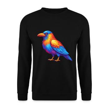 Krähe Bunt Kawaii Cartoon Figur Vogel - Unisex Pullover - Schwarz - Vorne - Alina (178cm) & Michal (187cm)