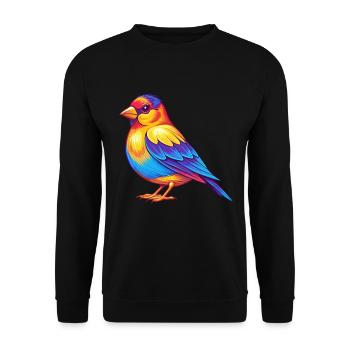Stieglitz Bunte Kawaii Cartoon Figur Vogel - Unisex Pullover - Schwarz - Vorne - Alina (178cm) & Michal (187cm)