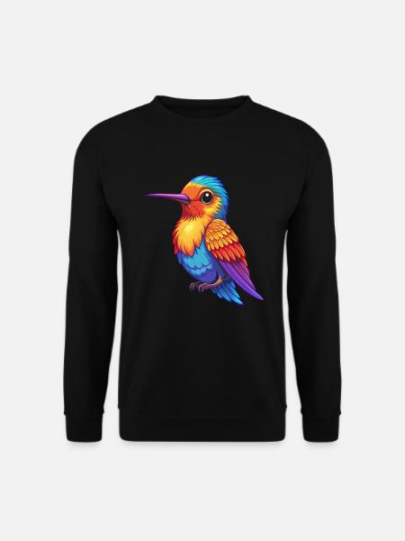 colibri coloré kawaii dessin animé personnage oiseau - Sweat-shirt Unisexe - noir