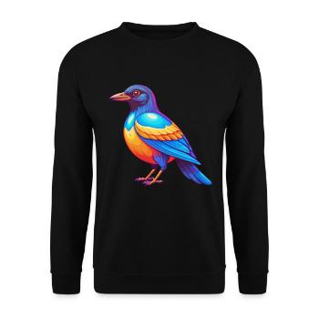 Elster Bunte Kawaii Cartoon Figur Vogel - Unisex Pullover - Schwarz - Vorne - Alina (178cm) & Michal (187cm)