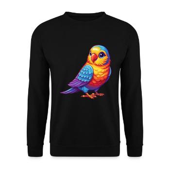 Parakeet Colorful Kawaii Cartoon Character Bird - Unisex Sweatshirt - black - Front - Alina (178cm) & Michal (187cm)