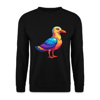 Seagull Colorful Kawaii Cartoon Character Bird - Unisex Sweatshirt - black - Front - Alina (178cm) & Michal (187cm)