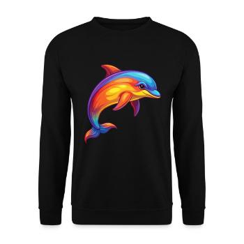 Dauphin commun Coloré Kawaii Dessin animé Animal marin - Sweat-shirt Unisexe - noir - Devant - Alina (178cm) & Michal (187cm)