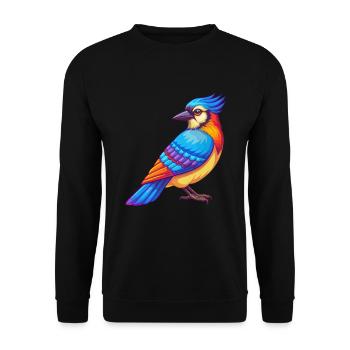 Blue Jay Colorful Kawaii Cartoon Character Bird - Unisex Sweatshirt - black - Front - Alina (178cm) & Michal (187cm)