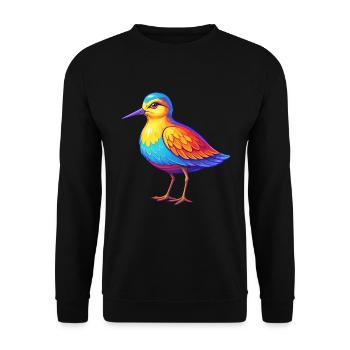 Strandläufer Bunte Kawaii Cartoon Figur Vogel - Unisex Pullover - Schwarz - Vorne - Alina (178cm) & Michal (187cm)