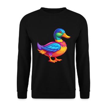 Mallard Colorful Kawaii Cartoon Character Bird - Unisex Sweatshirt - black - Front - Alina (178cm) & Michal (187cm)
