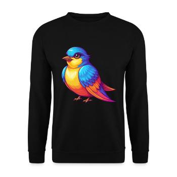 Schwalbe Bunte Kawaii Cartoon Figur Vogel - Unisex Pullover - Schwarz - Vorne - Alina (178cm) & Michal (187cm)