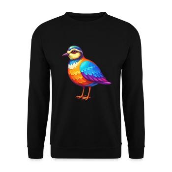 Regenpfeifer Bunte Kawaii Cartoon Figur Vogel - Unisex Pullover - Schwarz - Vorne - Alina (178cm) & Michal (187cm)