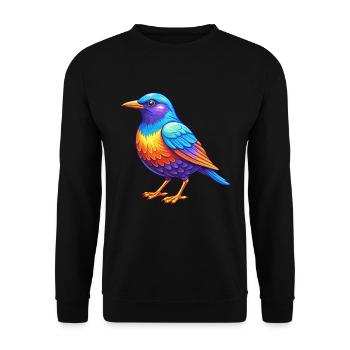 Étourneau coloré Kawaii Dessin animé Personnage Oiseau - Sweat-shirt Unisexe - noir - Devant - Alina (178cm) & Michal (187cm)