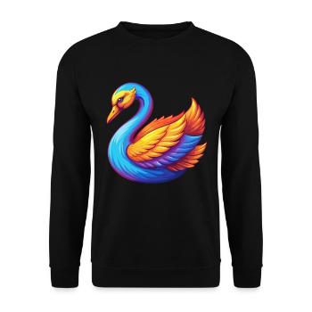 cygne coloré kawaii personnage de dessin animé oiseau - Sweat-shirt Unisexe - noir - Devant - Alina (178cm) & Michal (187cm)