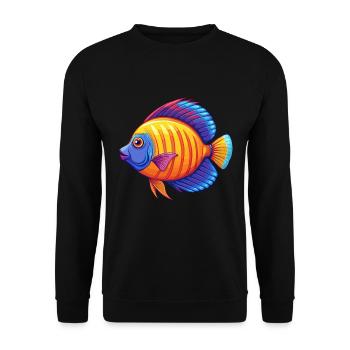 Kaiser Kaiserfisch Bunte Kawaii Cartoon Clipart - Unisex Pullover - Schwarz - Vorne - Alina (178cm) & Michal (187cm)