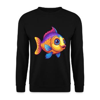 Coral Reef Fish Colorful Kawaii Cartoon Sea Animal - Unisex Sweatshirt - black - Front - Alina (178cm) & Michal (187cm)