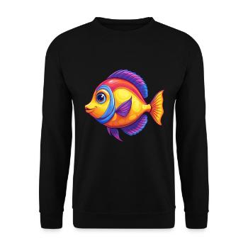 Gelber Tang Buntes Kawaii Cartoon Meerestier - Unisex Pullover - Schwarz - Vorne - Alina (178cm) & Michal (187cm)